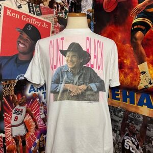 Vintage 90s‎ Clint Black T Shirt Country Music Fan White Fruit of the Loom Sz XL